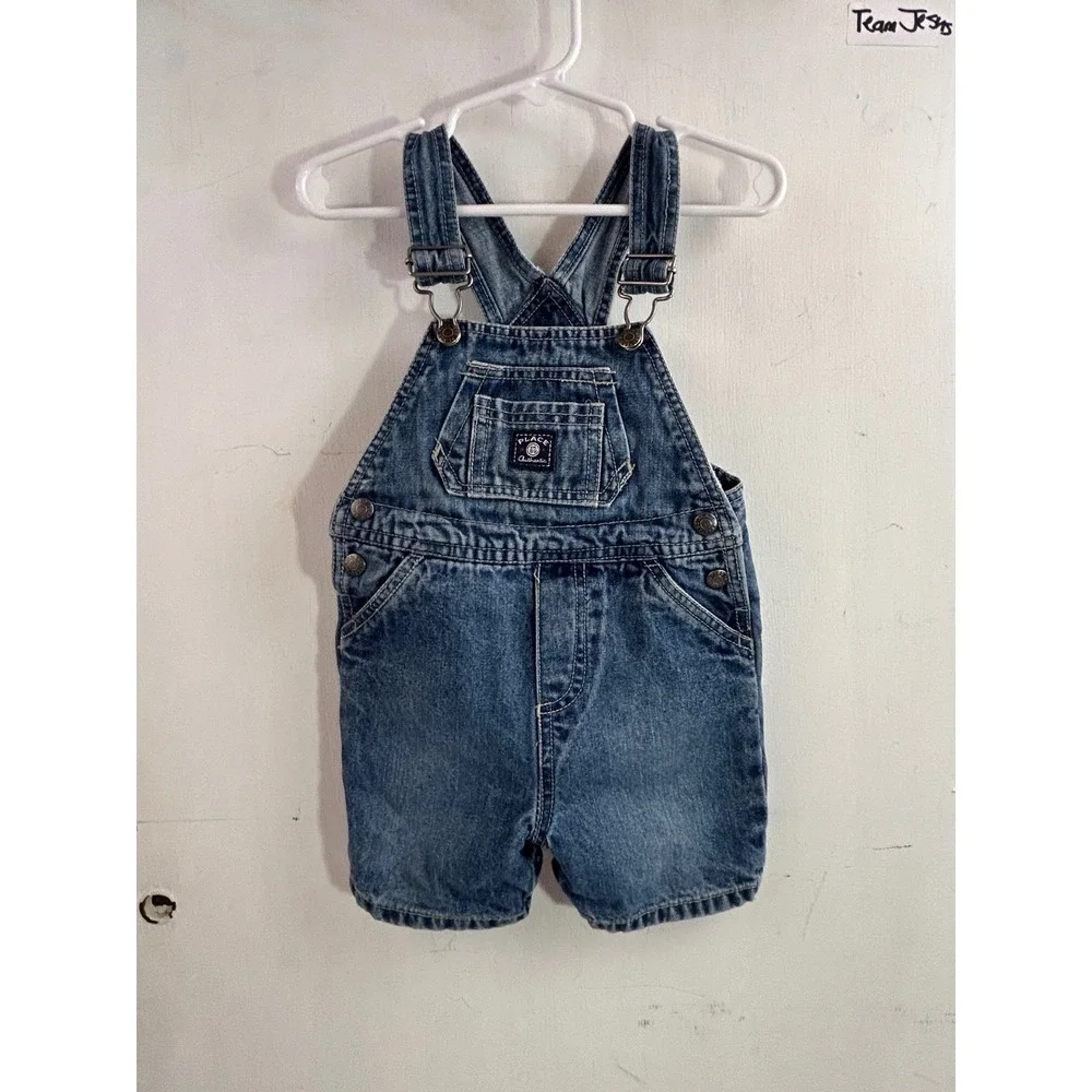 The Children's Place Denim Shortalls 18M Blue Snap Inseam Overalls Kids